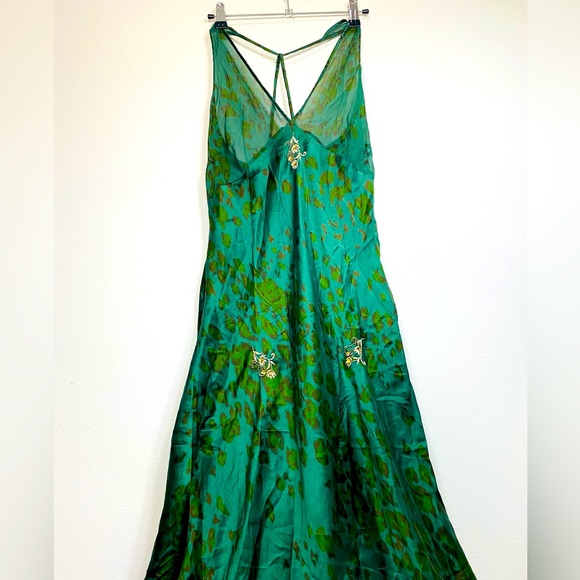 Vintage Victoria’s Secret Slip Dress 100% Silk Beaded  Leopard Print Size L - Picture 1 of 11